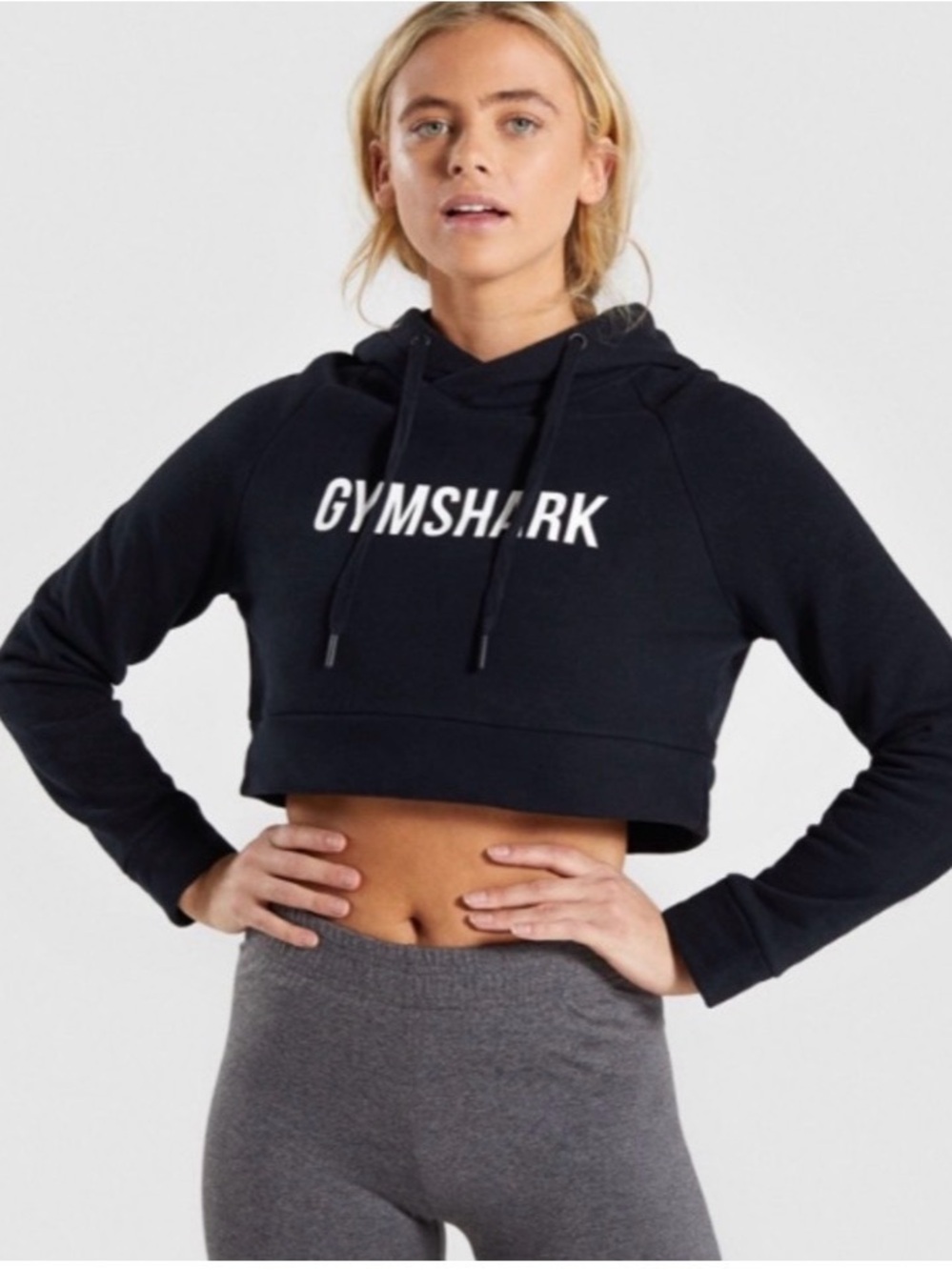 Gymshark Apollo Cropped Hoodie ✨ Classic Black Medium